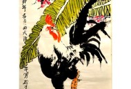 把给鸡吃的米给人吃,中国画公鸡母鸡小鸡吃米什么寓意？