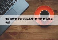 无vip传奇手游游戏攻略-无充值无会员的传奇